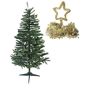 Mua Cây thông lá xanh cao 1 8m trang trí Giáng sinh Noel (Tặng 1 ngôi sao 5 cánh và 2 dây kim tuyến 1 8m )