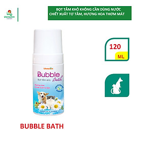 Vemedim Bubble bath bọt tắm khô hương hoa cho chó, mèo, tắm không cần dùng nước, sạch lông, thơm mát, chai 120ml