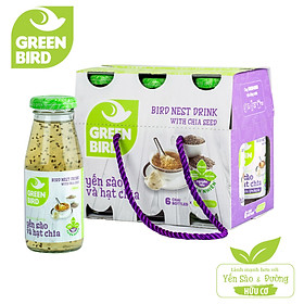 Lốc Green Bird - Nước Uống Bổ Dưỡng Yến Sào và Hạt Chia - (6chai*185ml)