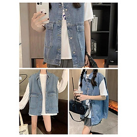 Áo Gile Bò Nữ Dáng Hàn Cúc Cài Túi Hộp Siêu Basic Freesize