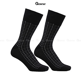 Tất Nam Công Sở Cổ Cao GOMTAT Màu Đen Caro Trắng Chất Liệu Cotton Cao Cấp Êm Mềm Đi Thoáng - GOM-TAY11-DENCAROTRANG