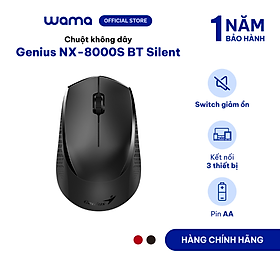 Chuột không dây Genius NX-8000S BT Silent - giảm ồn, Bluetooth 5.3/USB, thuận 2 tay, trượt đa bề mặt, PC/Laptop, Hàng chính hãng, Bảo hành 1 năm