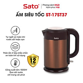 Ấm siêu tốc SATO 17ST37 1.8L - Ruột ấm  bằng inox cao cấp không gỉ, vỏ ngoài ấm bằng nhựa cao cấp cách nhiệt - Công suất 1500W đun sôi nước nhanh chóng - Miễn phí vận chuyển toàn quốc - Hàng chính hãng