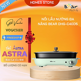 Mua Nồi Điện Đa Năng  Nồi Lẩu Nướng Đa Năng BEAR SUBE004 3 Khay Rời Dung Tích 4L  Công Suất 1200W - Hàng Chính Hãng - 12 Tháng