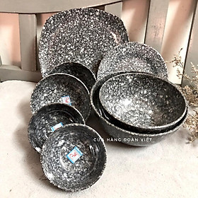 Mua Bộ Tô Chén Dĩa Melamine vân đá đen CAO CẤP - Bộ 8 Món Tô  Chén  Dĩa Melamine. Dụng cụ ly cóc được sản xuất đạt QUATEST3  EUROFINs  QUACERT  SGS. CAM KẾT về chất lượng. Hàng VIỆT NAM CHẤT LƯỢNG CAO
