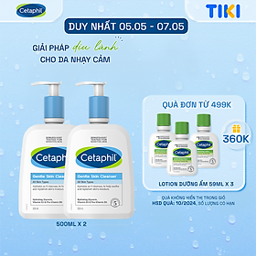 Combo 2 Sữa rửa mặt dịu nhẹ cho da nhạy cảm Cetaphil Gentle Skin Cleanser 500ml