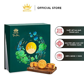 Tặng lồng đèn giấy - Hộp bánh trung thu Kinh Đô cao cấp - Trăng Vàng Hồng Ngọc An Lành (4 bánh x 160g)
