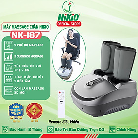 Máy Massage Chân Nén Ép Trị Liệu Suy Giãn Tĩnh Mạch Nikio NK-187 - Máy Mát Xa Dây Ấn Lòng Bàn Chân, Mu Bàn Chân, Ngón Chân, Bắp Chân - Công Nghệ Tiên Tiến: Con Lăn, Túi Khí Và Nhiệt Sưởi - Nhiều Chế Độ Matxa, Có Remote Điều Khiển