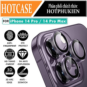 Bộ miếng dán kính cường lực bảo vệ Camera cho iPhone 14 Pro / 14 Pro Max hiệu HOTCASE URR mang lại khả năng chụp hình sắc nét full HD (độ cứng 9H, tặng kèm khung tự dán) - Hàng nhập khẩu