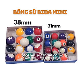 Bộ 16 bóng cho bàn bi-a bida mini bằng sứ thật ảnh chụp thật 100%  (Không VAT)
