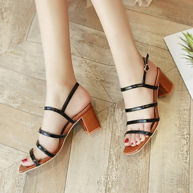  Giày cao gót sandal 5cm 3 dây đen __Lz148