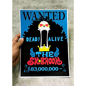Poster One Piece Brook Mới, Poster Lệnh Truy Nã Brook (Hình dán tường tiện lợi, Chất lượng Full HD)