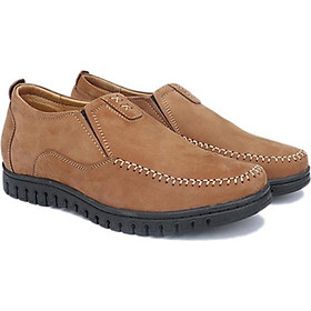 GIÀY TĂNG CHIỀU CAO  GIÀY CAO DÀNH CHO NAM GIỚI T&TRA T64 DA LỘN  -  CAO 5CM GIÀY ĐỘN NAM CAO VƯỢT TRỘI - NÂU SÁNG - 38