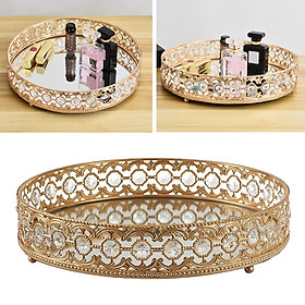 Decorative Mirrored Makeup Tray Trinket Dessert Display for Dresser Decor