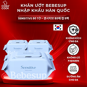 Khăn Ướt Bebesup Combo 5 Gói Lớn SENSITIVE 80 tờ/gói Cao Cấp Hàn Quốc