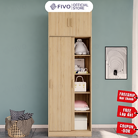 Mua Tủ Quần Áo Gỗ FIVO FC32 Cửa Lùa Thiết Kế Nhiều Ngăn Chứa Đa Năng  Tiện Dụng - Màu Full Gỗ