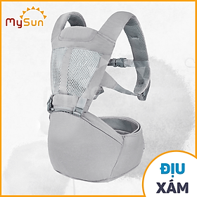 Đai địu vải lưới có bệ ngồi 4 tư thế cho trẻ sơ sinh, em bé 1 2 3 … 36 tháng tuổi đi xe máy MySun