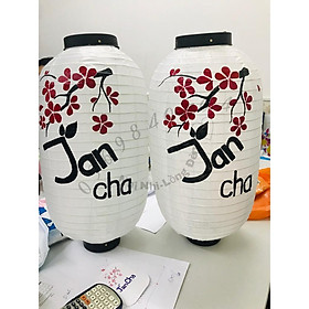 Đèn Nhật Bản vẽ hoa và chữ