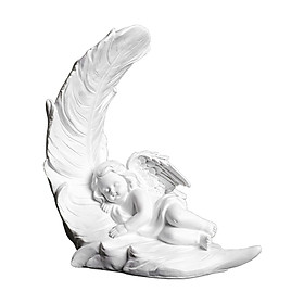 Cherub Statue White Memorial Baby Angel Statue for Living Room Sturdy