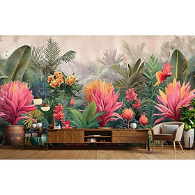 Mua Tranh dán tường khu rừng nhiệt đới lá tropical 14 sẵn keo dán tiện lợi