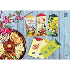 Bao lì xì set 15 chiếc 3 loại chủ đề Tết Chung Cư, Tết An Cư
