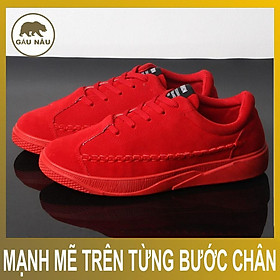 Giày sneaker thời trang full đỏ kiểu da lộn GN377 Gấu Nâu
