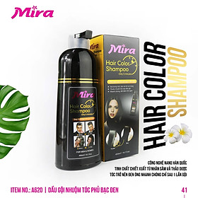 Dầu gội nhuộm tóc mira phủ bạc đen 400ml a620
