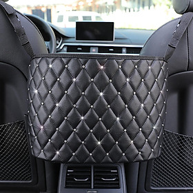 Car Net Pocket Handbag Holder Nylon Between Car Seat Storage Black