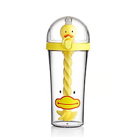 Bình Nước Nhựa Kèm Ống Hút Hình Thú Siêu Đáng Yêu 500ml