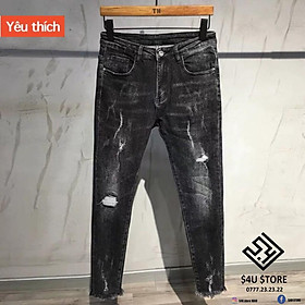 Được Kiểm Hàng Trước Quần jeans rách có chữ trong HÀNG SIÊU CẤP