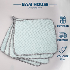 Hình ảnh Khăn lau chén Bam House chất liệu cotton may viền 4 cạnh cao cấp KLB01