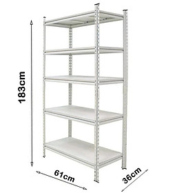 Kệ thép 5 tầng CSPS ngăn thép 61cm màu trắng