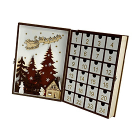 24 Day Wooden advent calendar Book, Home Decoration Opened Book Design, calendar Decoration Advent Calendar, for Bookshelf