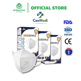 COMBO 3 HỘP Khẩu trang y tế CAEMEDI N95 cao cấp, kháng khuẩn, lọc bụi bẩn đạt chuẩn BFE, FDA, CE xuất khẩu Hoa Kỳ - Hộp 20 cái