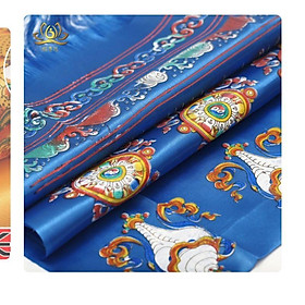 Mua khăn làm lễ vải làm lễ khăn choàng trang trí vải vật phẩm tây tạng hoạ tiết bát bửu bát bảo đem phong thủy 160cm * 36cm