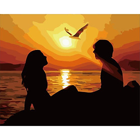 Mua Tranh tô màu theo số Tranh sơn dầu số hoá hình cặp đôi size 30*40 kèm khung