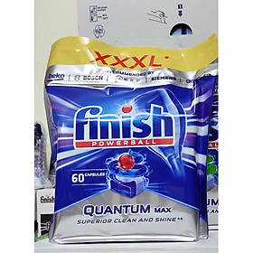 Túi 60 viên rửa chén Finish Quantum Max Dishwasher Tablets Apple&Lime QT025461 - hương chanh, táo