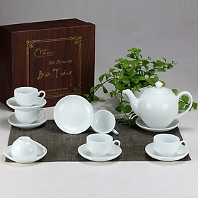 Bộ ấm chén Minh Long 3 chính hãng gốm sứ Bát Tràng (bộ bình uống trà, bình trà)
