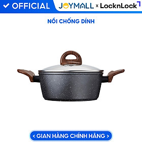 Nồi Nhôm Chống Dính Lock&Lock Baum Marble 2 Tay Cầm, Nắp Thủy Tinh LBU1242 (24cm)