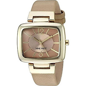 Nine West Women's NW/1856NTNT Gold-Tone and Beige Strap Quartz Watch