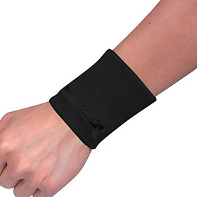 Dây đeo cổ tay có dây đeo tay đeo cổ tay nhiều màu hỗ trợ cổ tay phím lưu trữ túi w/khóa kéo thể thao túi cổ tay cho nam giới Color: Black