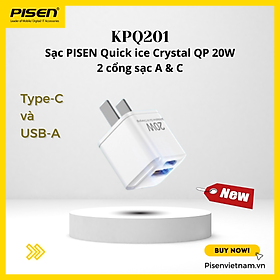 Sạc nhanh 20W siêu nhỏ 1C1A - PISEN QUICK ice Crystal Dual Port QP 20W KPQ201 - Hàng chính hãng Bảo hành 18 tháng