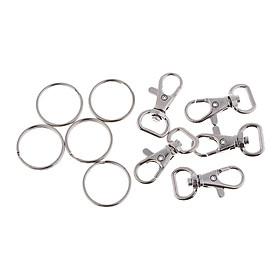 5 Sets DIY Silver Keyring Keychain Split  Short Chain Key Rings Handmade