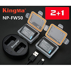 Bộ 2 pin sạc và Đốc sạc đôi KingMa NP-FW50 cho Sony A6000 A6300 A6500 - Hàng Chính Hãng