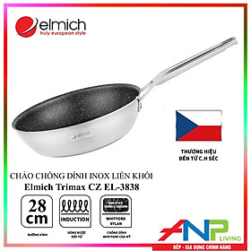 Mua Chảo Vân Đá Chống Dính  Sâu Lòng 3 Lớp inox Liền Khối - ELMICH TRI-MAX CZ (Size 20cm/EL-3835  24cm/EL-3836  26cm/EL-3837  28cm/EL-3838 - Chiên  Xào  Rán Trên Mọi Loại Bếp) - Hàng Chính Hãng