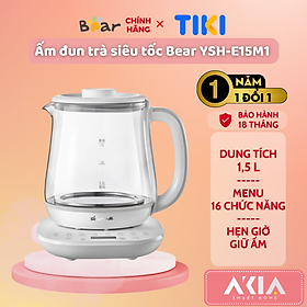 Bình đun nước siêu tốc Bear YSH-D15V7, pha trà dung tích 1.5L, giữ ấm 12 tiếng, menu 16 chức năng - HÀNG CHÍNH HÃNG