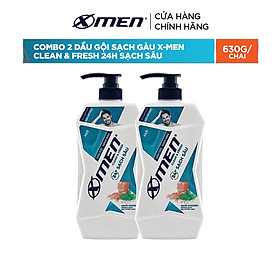 Combo 2 Dầu gội Sạch Gàu X-Men Clean & Fresh 24h Sạch Sâu 630g/chai