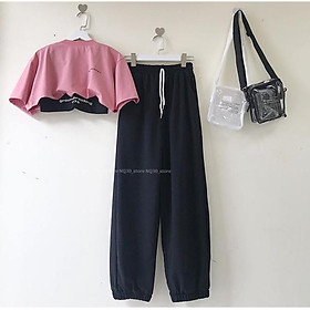 Set Bộ Quần Nỉ Trơn + Set Áo Croptop