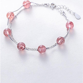 Lắc Tay Bạc S925 Thạch Dâu Tây Ưu Linh Tư Nhiên LTT10 Bảo Ngọc Jewelry