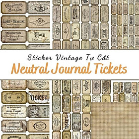 Hình ảnh Sticker tự cắt Neutral journal tickets - sticker sheet dán, trang trí sổ nhật kí, sổ tay | Bullet journal - kc004